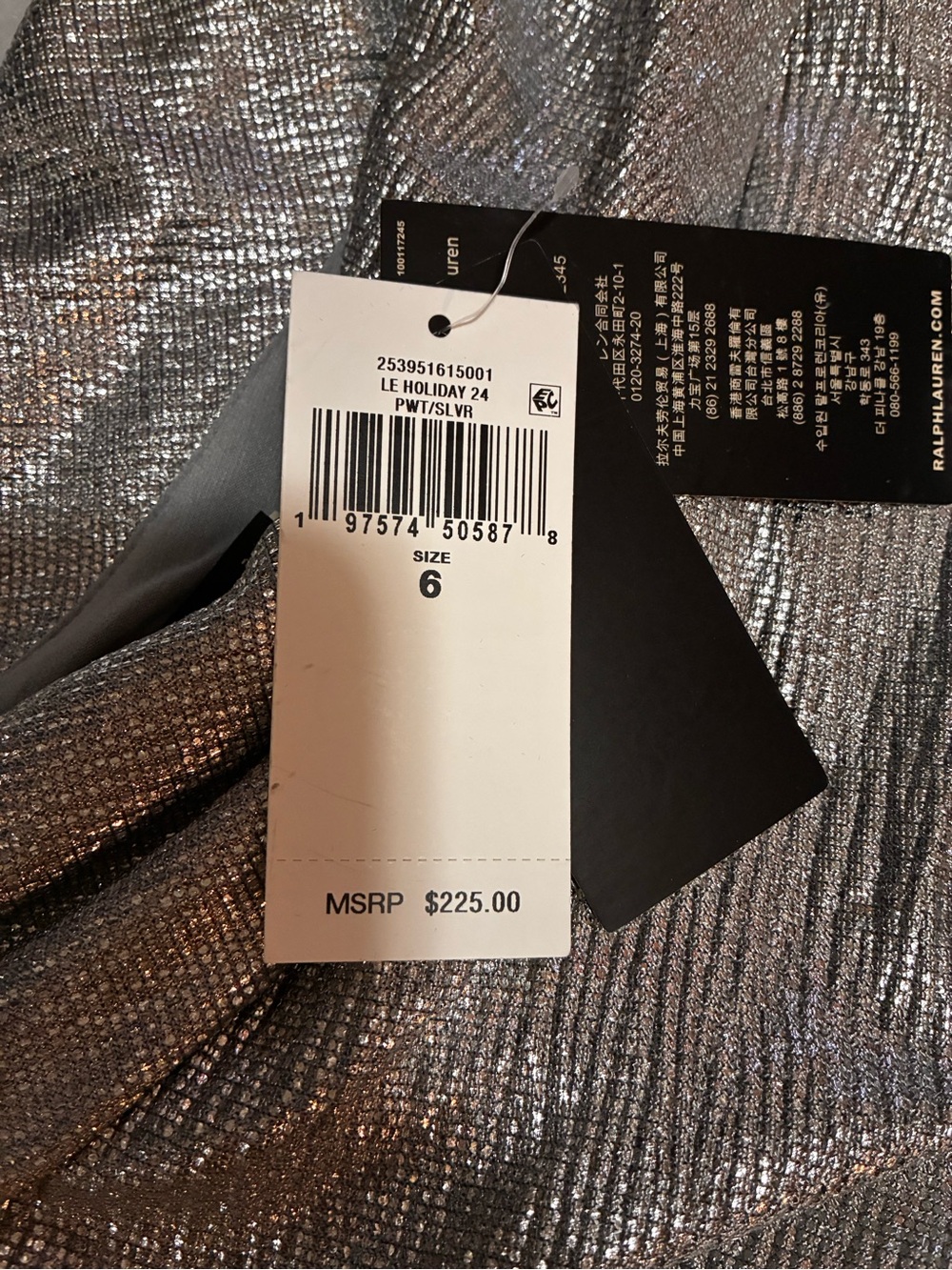 Ralph Lauren One-Shoulder Metallic Silver Dress - Picture 5 of 5